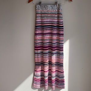 TANYA TAYLOR Rib Knit MIDI Flare Skirt Multi Xs